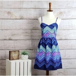 American Eagle Outfitters Women's Chevron‎ Sweetheart Sundress Blue Size 0